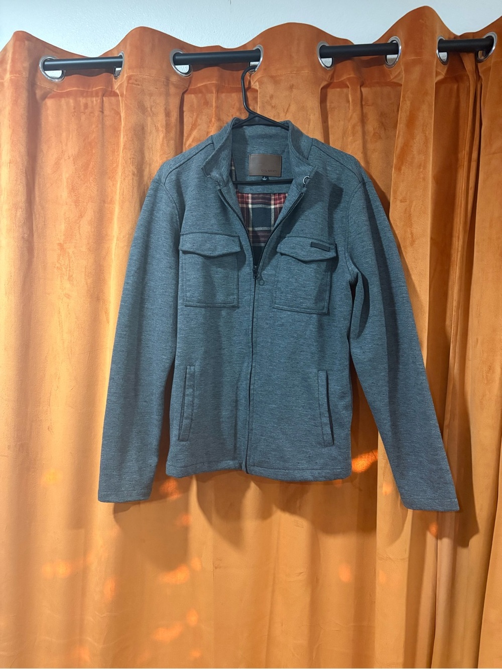Men's Slate Grey Zip-Front Sweater Jacket
